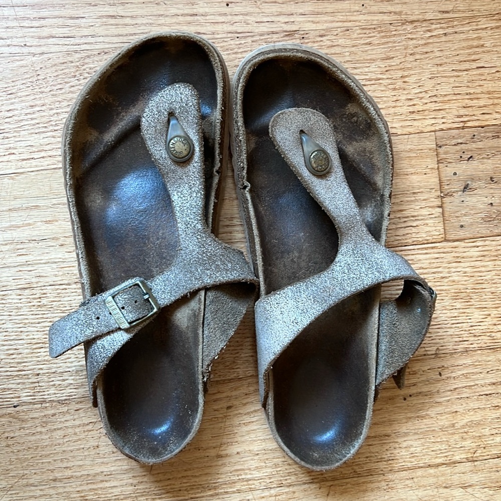 Tan Birkenstock sandals